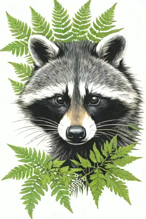 Raccoon In The Wild Ferns