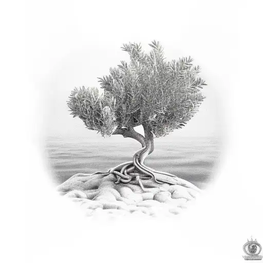 Olive Tree Behind Knight With His Sword Up In Air