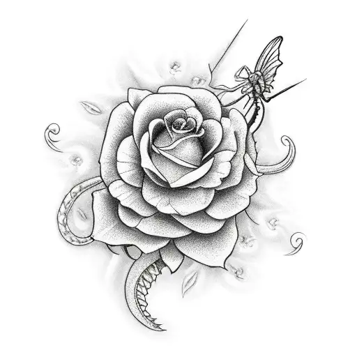 Forever Sign With Flowers And Dragon Fly