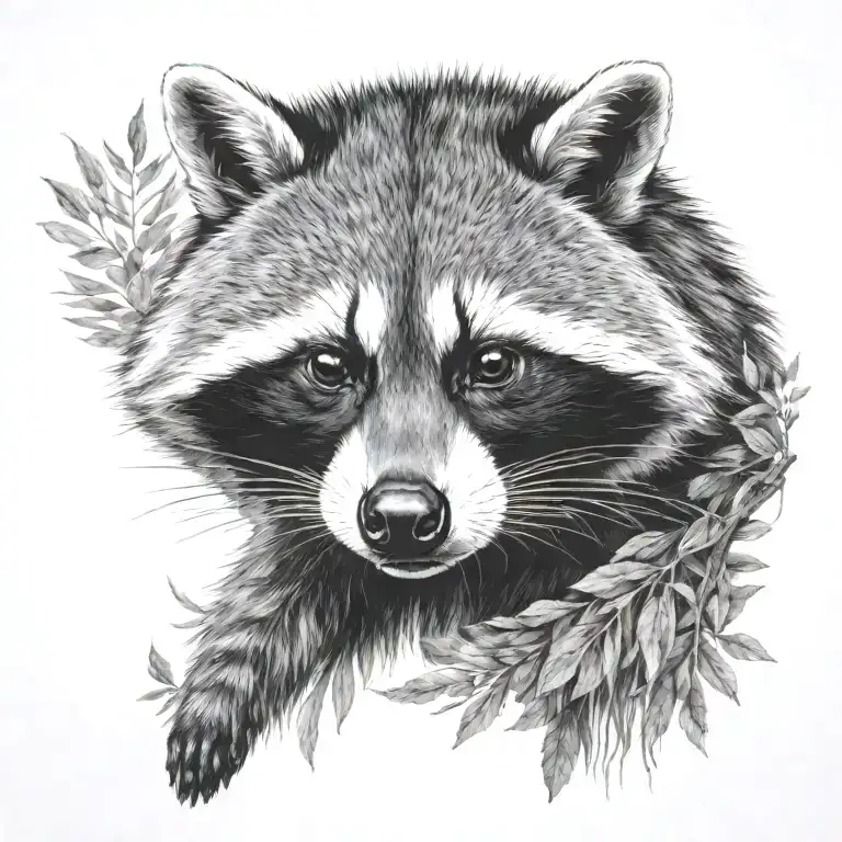 Raccoon Full Body River Fish Forest