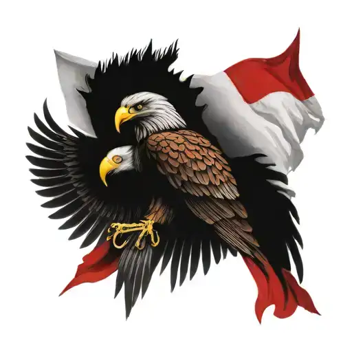 Hussar Wings And The Eagle Against The Background Of The Polish Flag