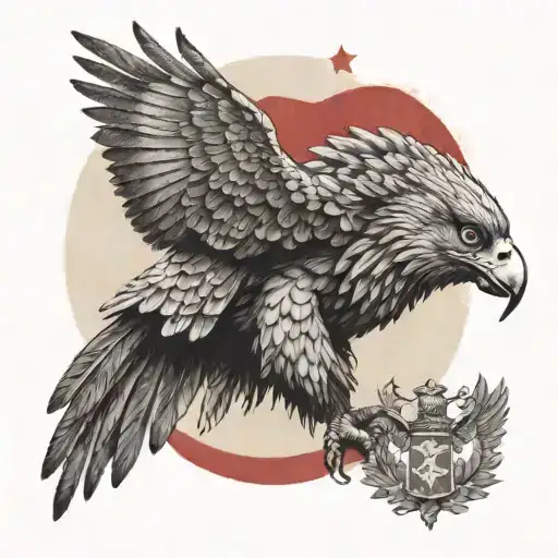 Hussar Wings And A White Crowned Eagle Against The Background Of The Polish Flag - Slightly Dirty