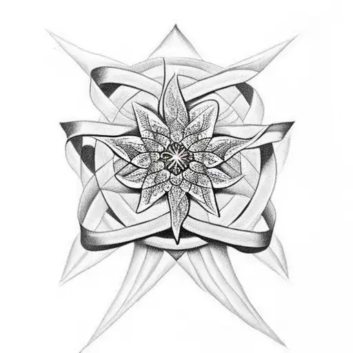 Christian Cross With Flower Of Life