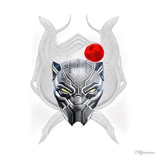 Black Panther With Red Moon