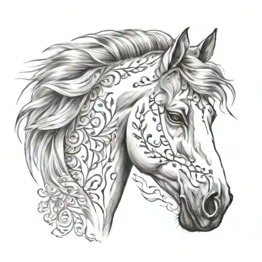 Horse With Feather In Mane