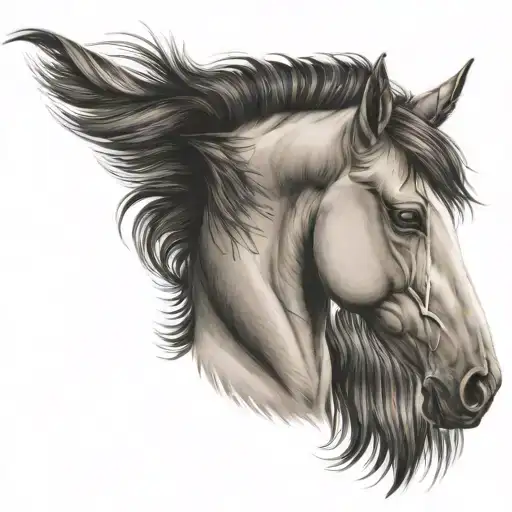 Horse With Feather In Mane