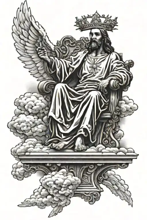 Jesus On The Throne In The Clouds