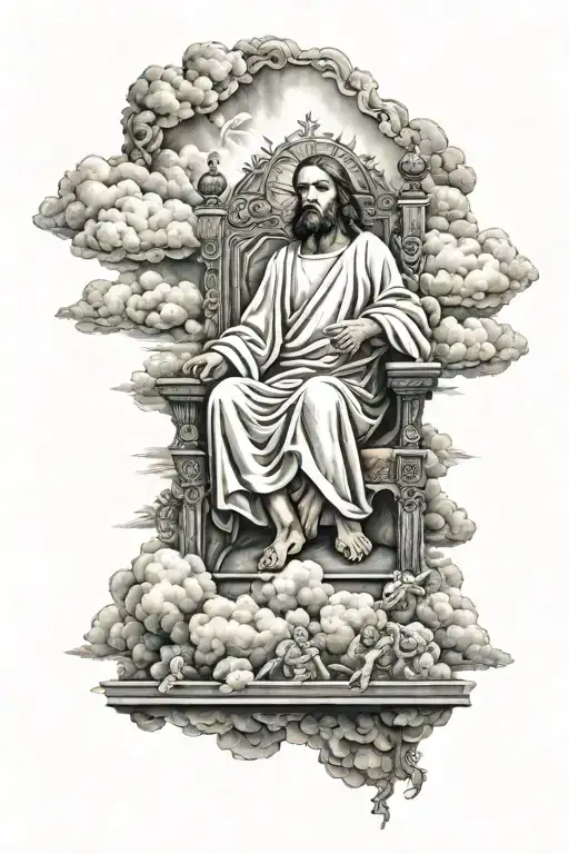 Jesus On The Throne In The Clouds