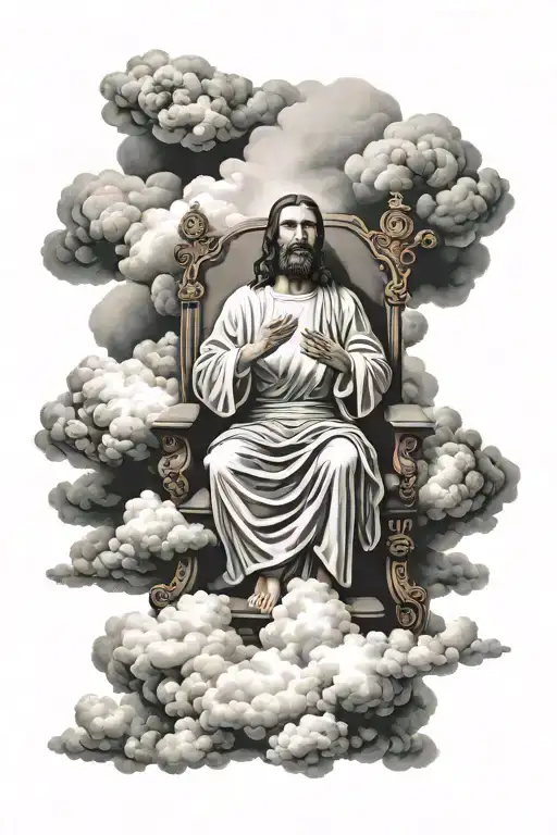 Jesus On The Throne In The Clouds