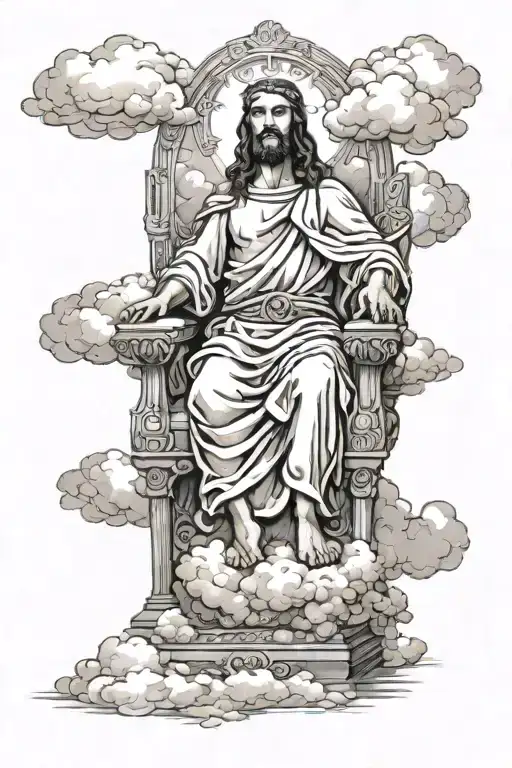 Jesus On The Throne In The Clouds