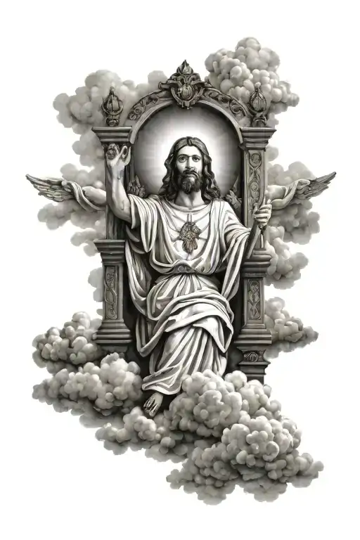 Jesus On The Throne In The Clouds