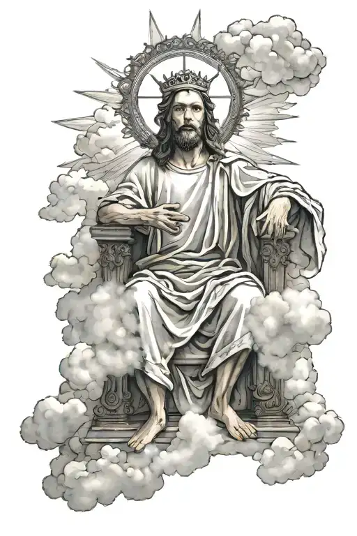 Jesus On The Throne In The Clouds