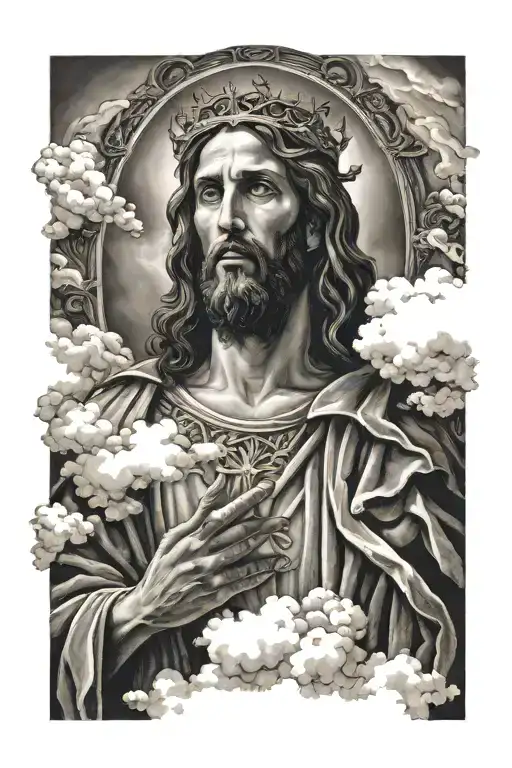 Jesus On The Throne In The Clouds