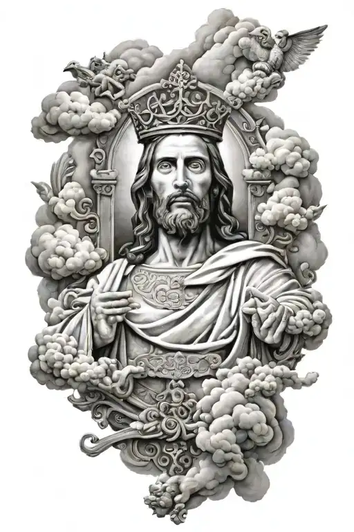 Jesus On The Throne In The Clouds