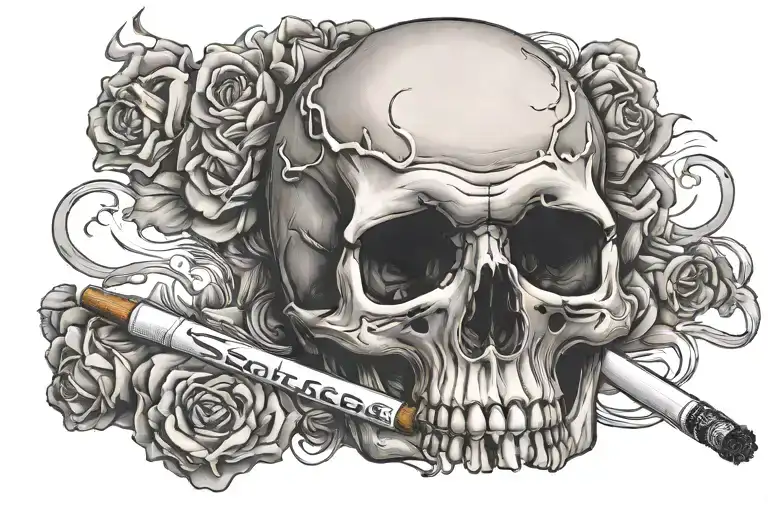 Skull With Cigarette Saying Suck Me