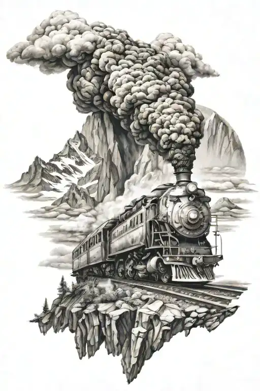 Apocalyptic Train On Mountain Peak