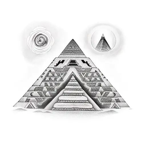 Indigenous Mexican Woman And Pyramid