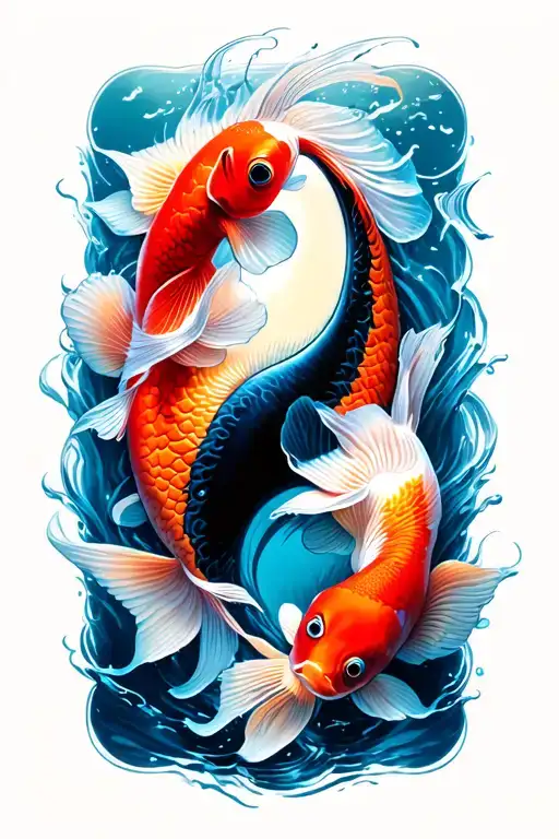 Poissons Ying Yang Koi Fish