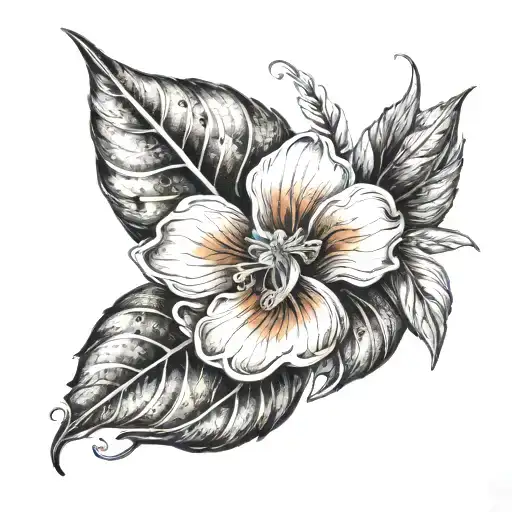 Flower With Leaves Growing