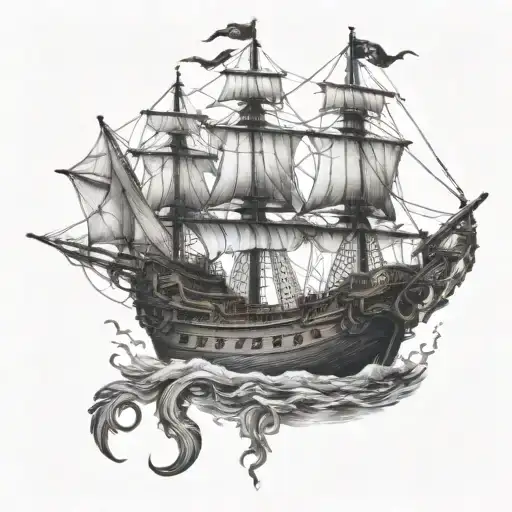 Pirate Ship And The Kraken
