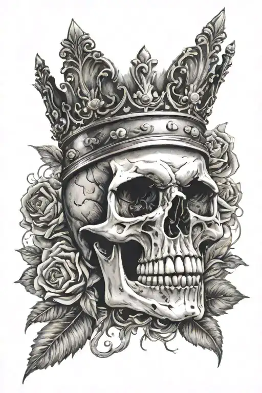 Skull Wearing Crown In Smoke