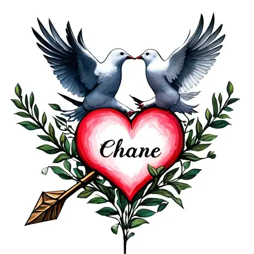 Elegant Arrow With Heart And Doves With The Name Chane Somewhere