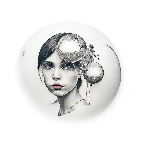 Girl Holding A Small Globe Balloon