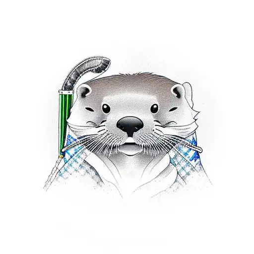 A Realistic Portrait Of An Otter Wearing Camping Gear And Exploring The Wilderness