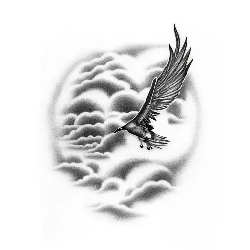 Half Sleeve With Clouds And Quote