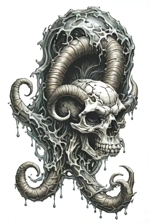 Skull Of A Goat Surrounded By Water Dark Horror