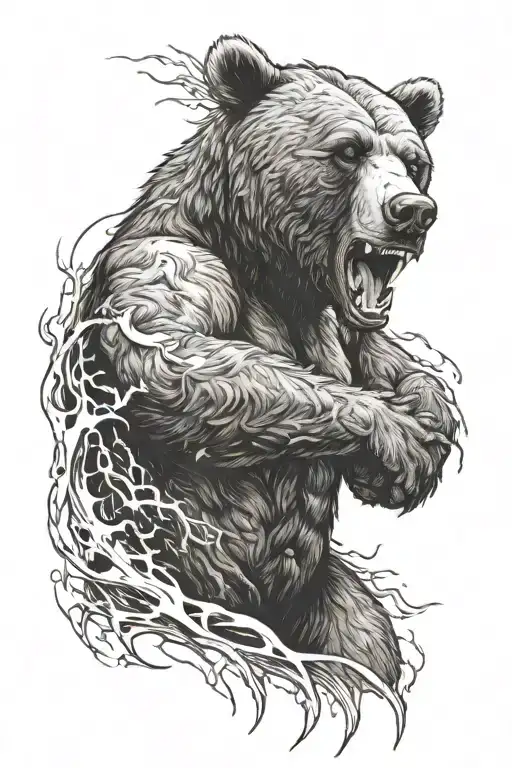 Half Man Half Bear In Rage In