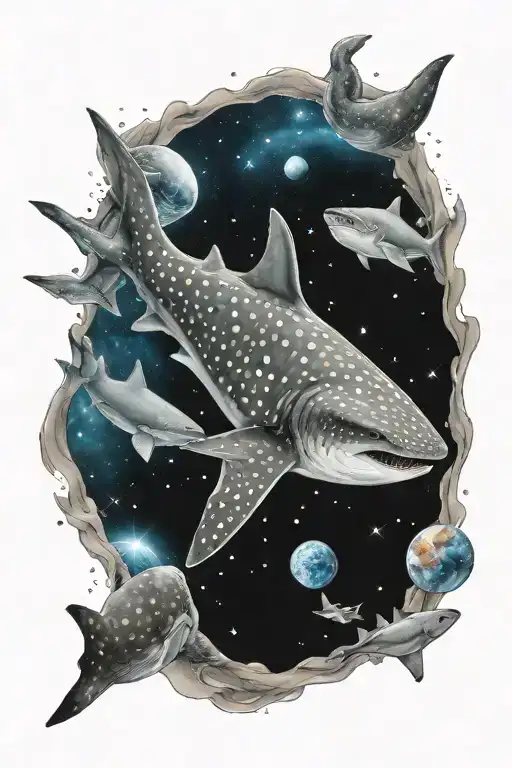 Whale Shark In Space Tattoo