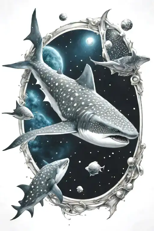 Whale Shark In Space Tattoo