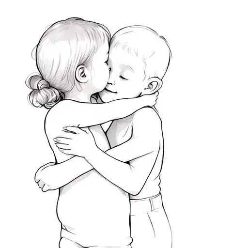 Two Children Hugging Each Other