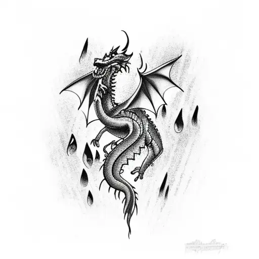 Dragon In A Rainstorm With Lightning