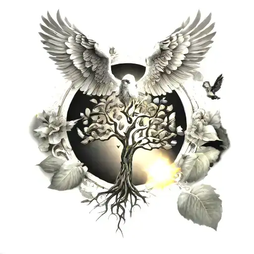 Tree Of Life Sun And Wings