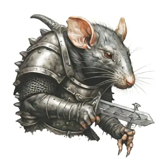 Horror Rat Warrior Covered In Plate Armor Holding A Sword