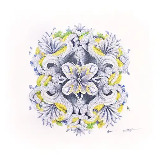 A Keyboard With Intricate Floral Designs Intertwined In The Keys