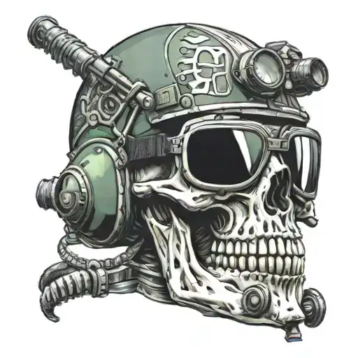 Skull With Helmet And Night Vision Goggles