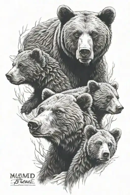 Mama Bear And Cubs