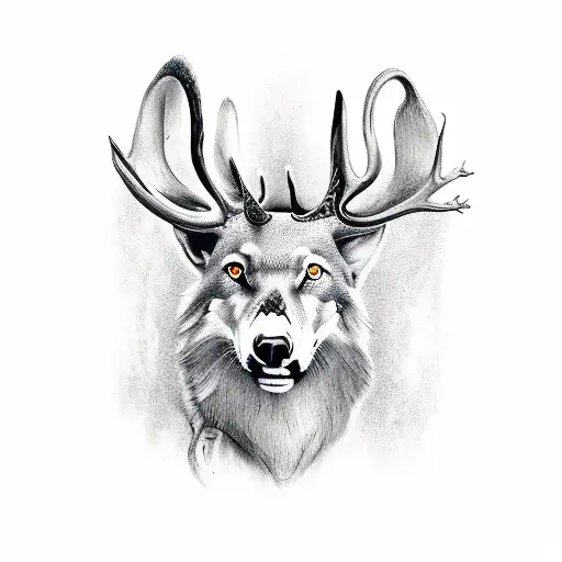 Portrait Enfant Avec Cerf Et Renard Et Loup