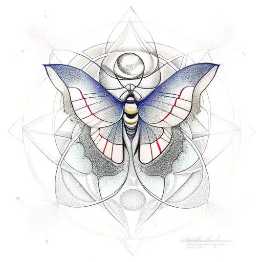Lunar Moth With Sacred Geometry