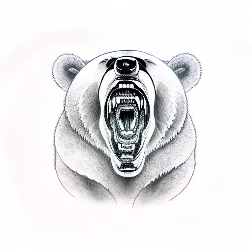 Aggressive Bear Growling Showing Teeth