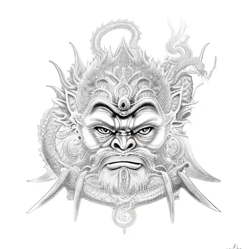 Sun Wukong With Staff On Dragon