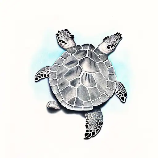 A Realistic Portrait Of A Sea Turtle With Intricate Details Of Its Shell And Scales