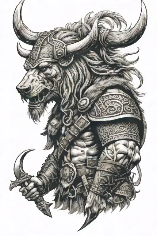 Viking Warrior With A Bear