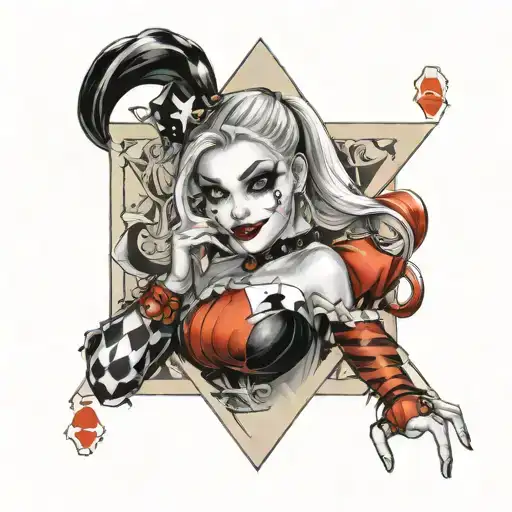 Harley Quinn In A Playing Card Tattoo