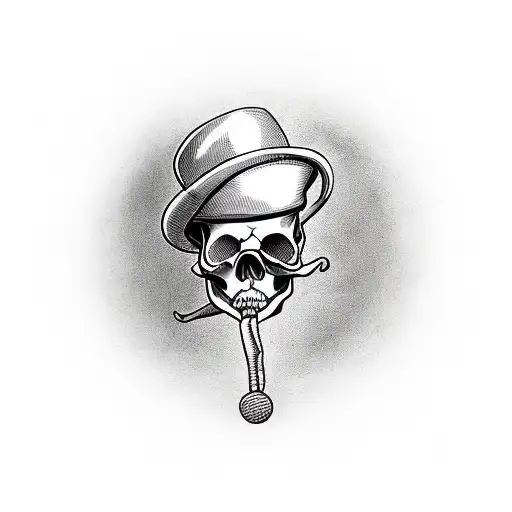 Whole Skull Dancing With Top Hat And Cane