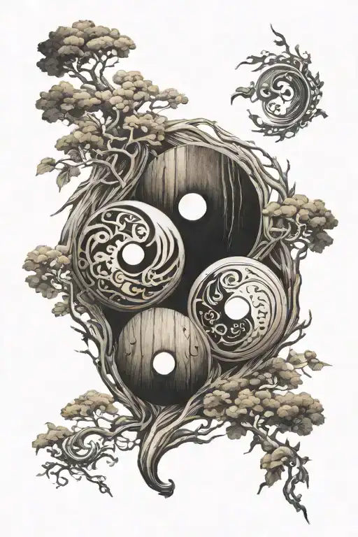 Wood Yin Yang Symbol