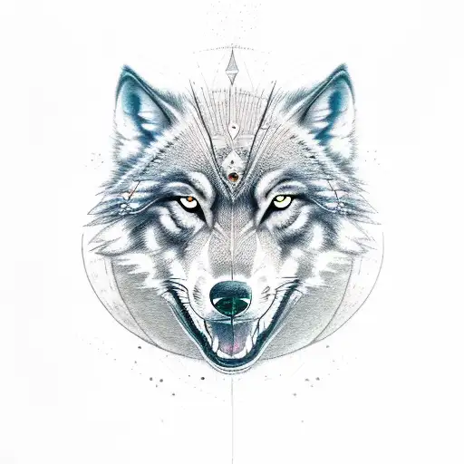 Dark Wolf With Moon On Its Forehead